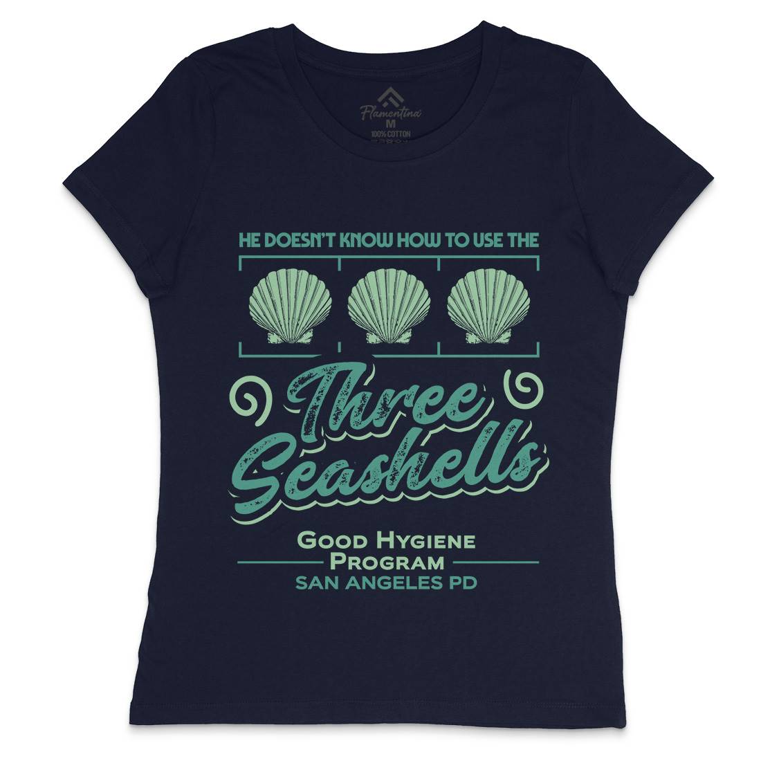 Three Seashells Womens Crew Neck T-Shirt Space D134