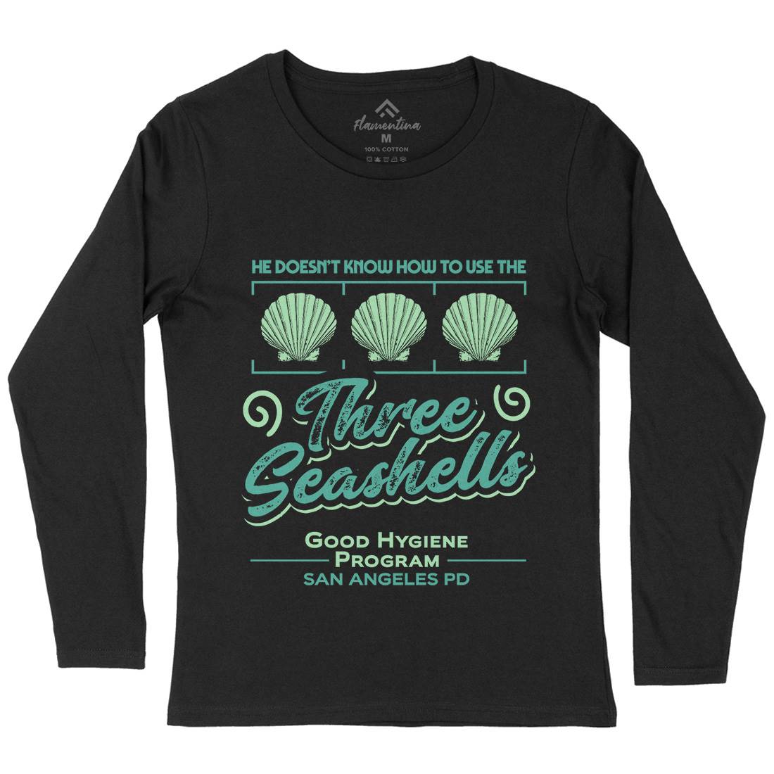Three Seashells Womens Long Sleeve T-Shirt Space D134