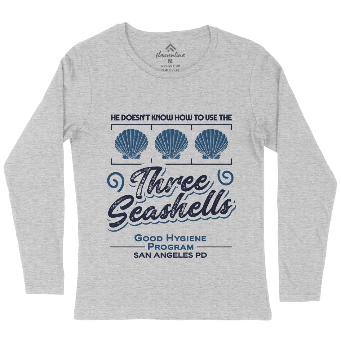 Three Seashells Womens Long Sleeve T-Shirt Space D134