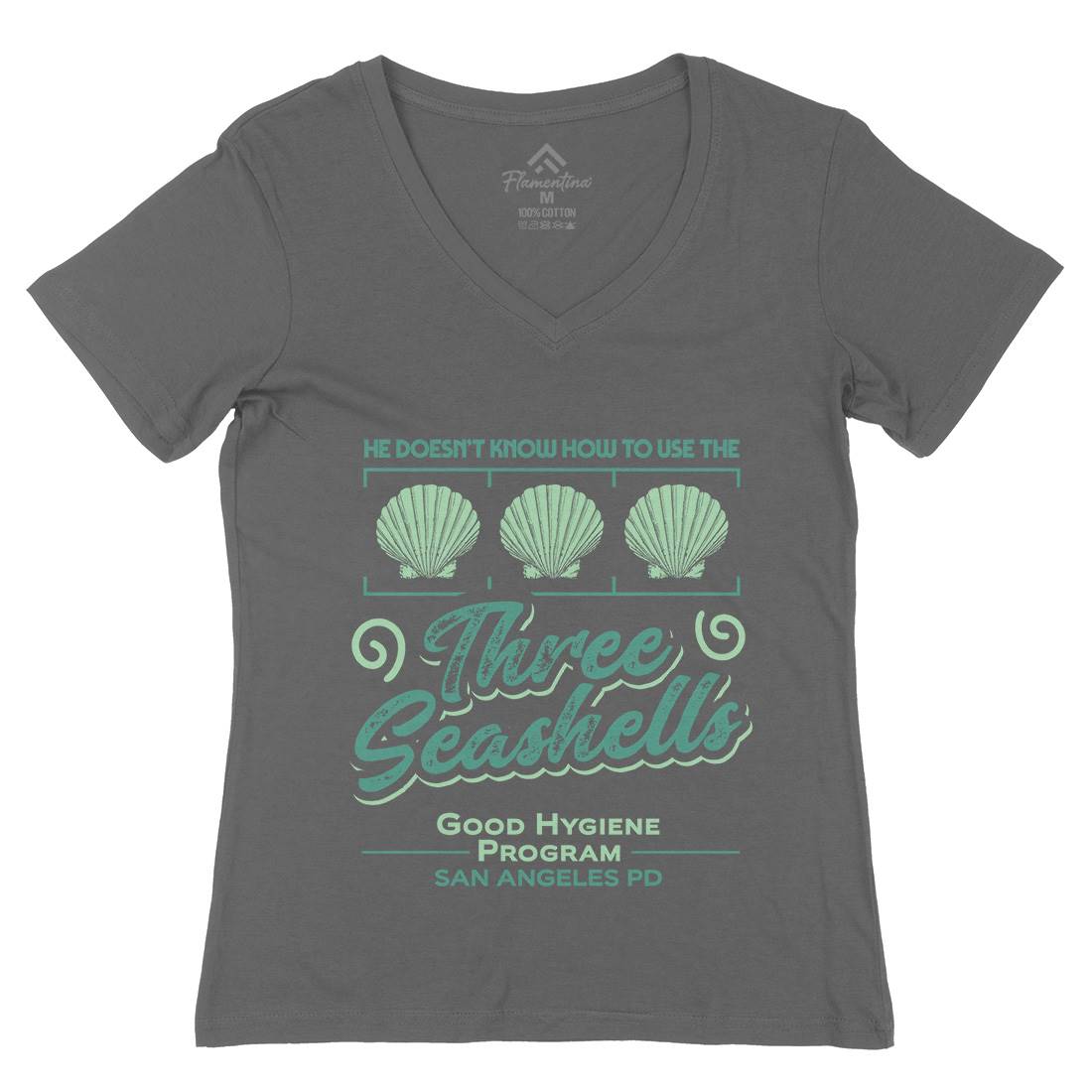 Three Seashells Womens Organic V-Neck T-Shirt Space D134