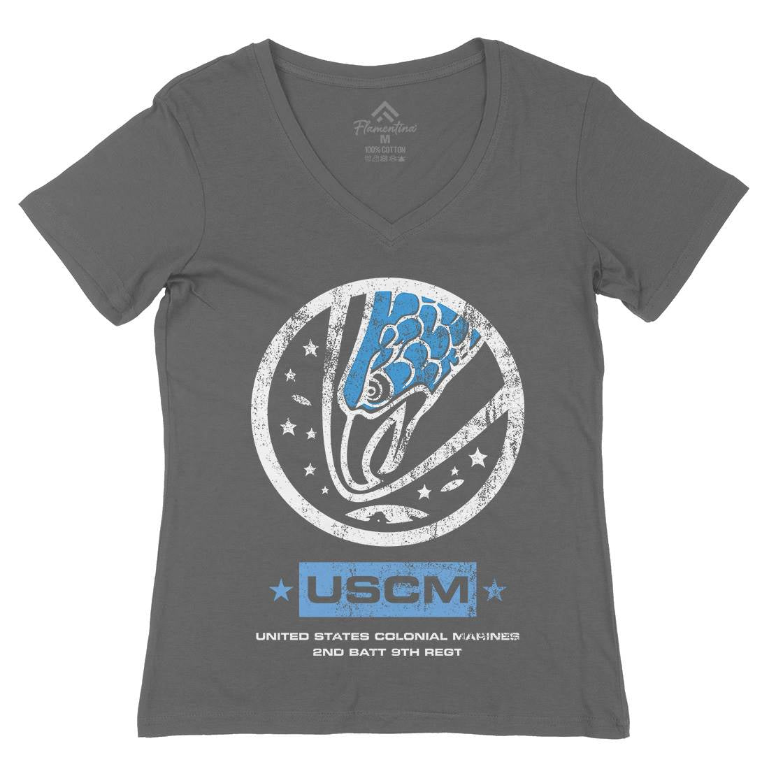 Uscm Womens Organic V-Neck T-Shirt Space D135