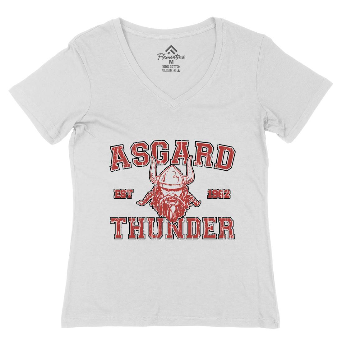 Asgard Thunder Womens Organic V-Neck T-Shirt Sport D136