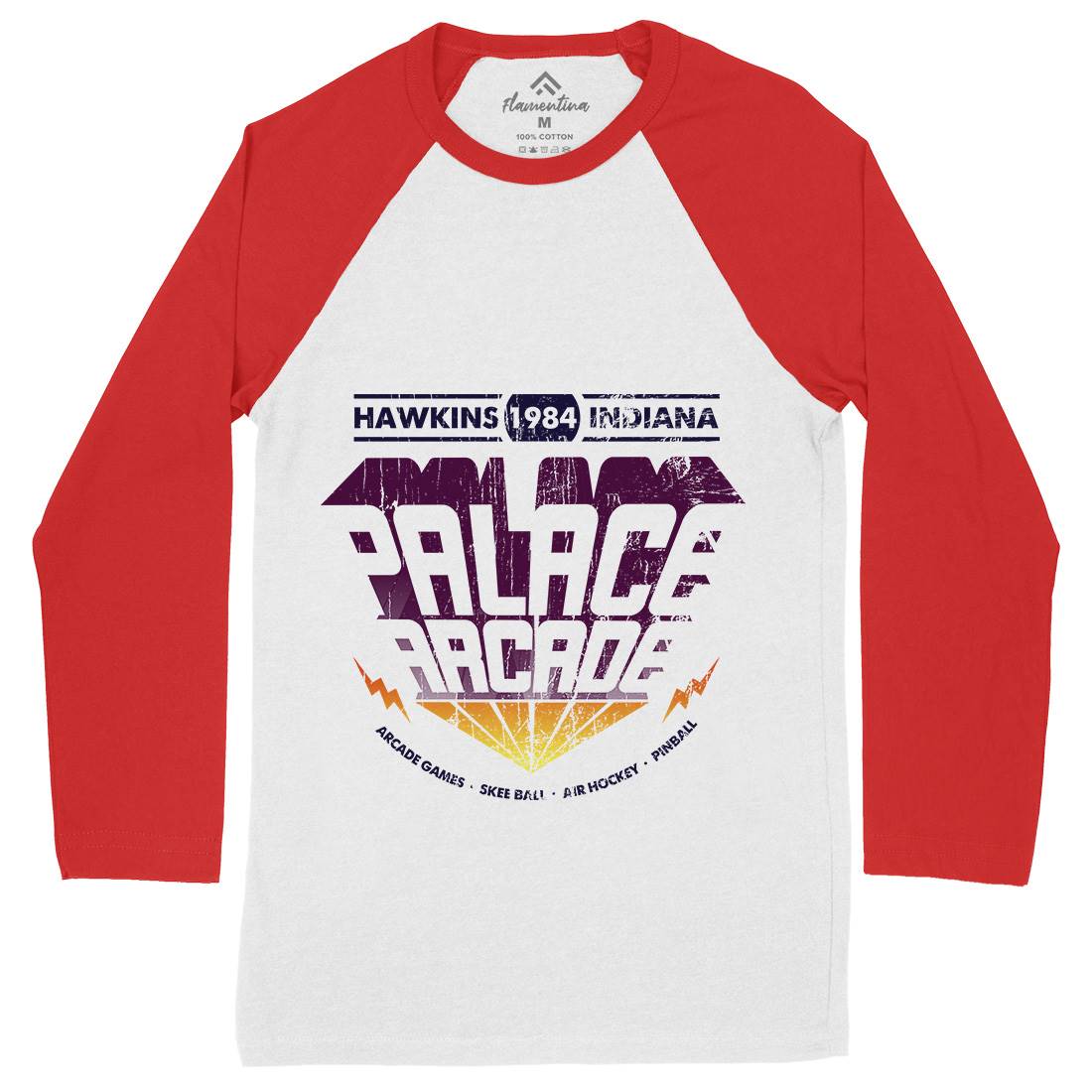Palace Arcade Mens Long Sleeve Baseball T-Shirt Horror D138