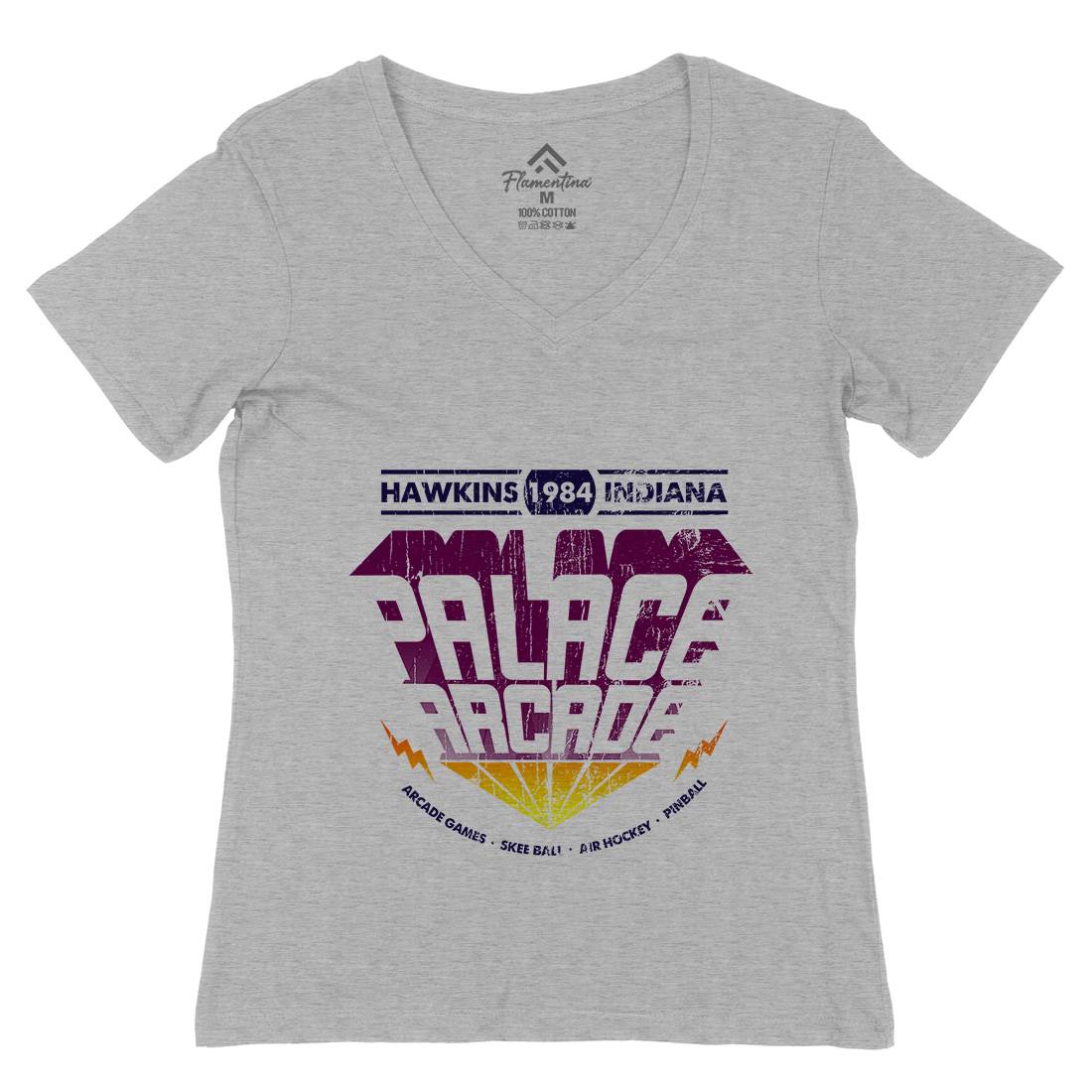 Palace Arcade Womens Organic V-Neck T-Shirt Horror D138