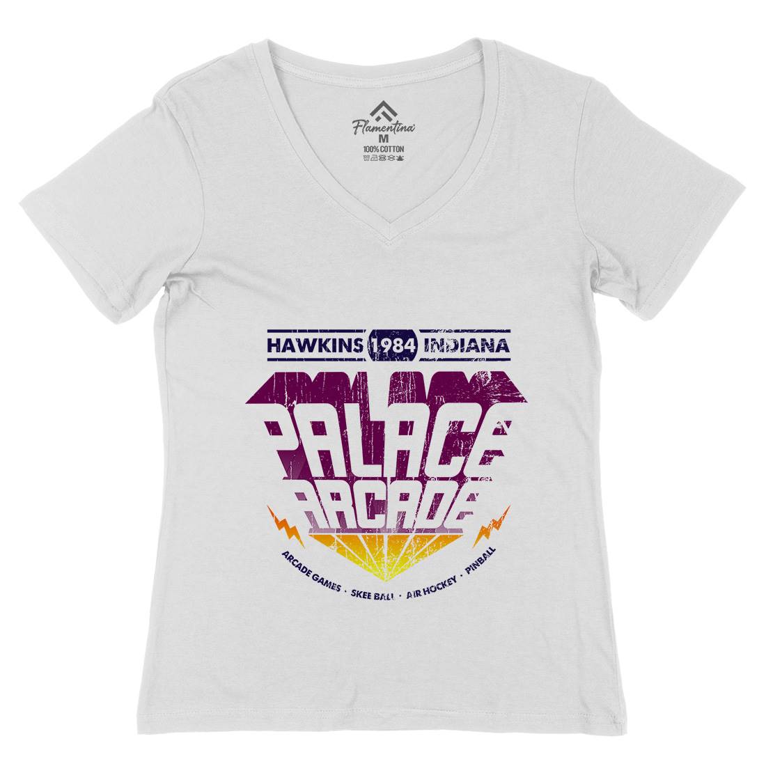 Palace Arcade Womens Organic V-Neck T-Shirt Horror D138