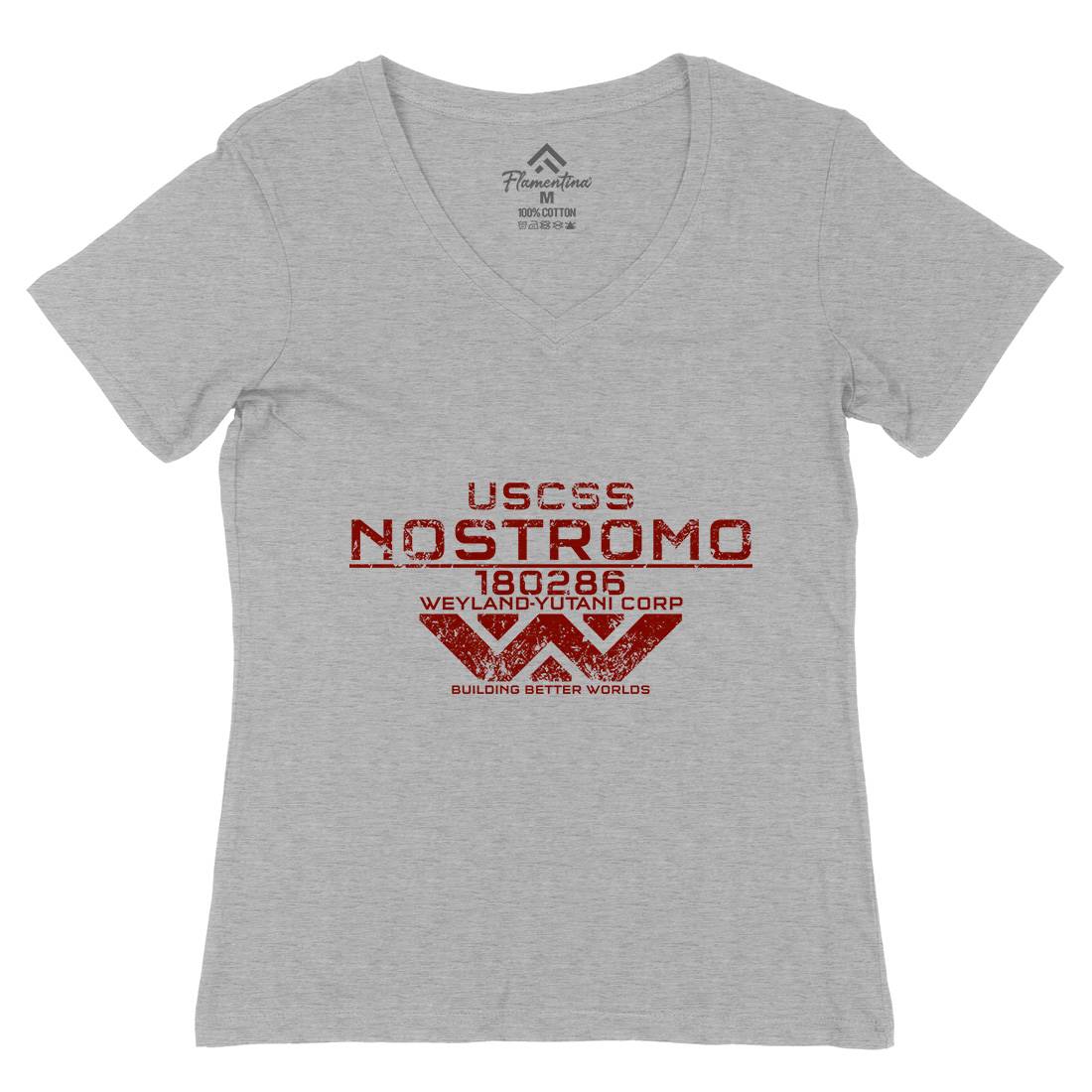 Uscss Nostromo Womens Organic V-Neck T-Shirt Space D140
