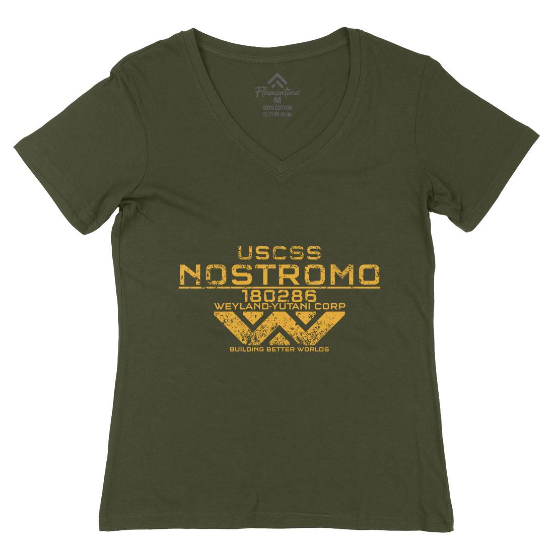 Uscss Nostromo Womens Organic V-Neck T-Shirt Space D140