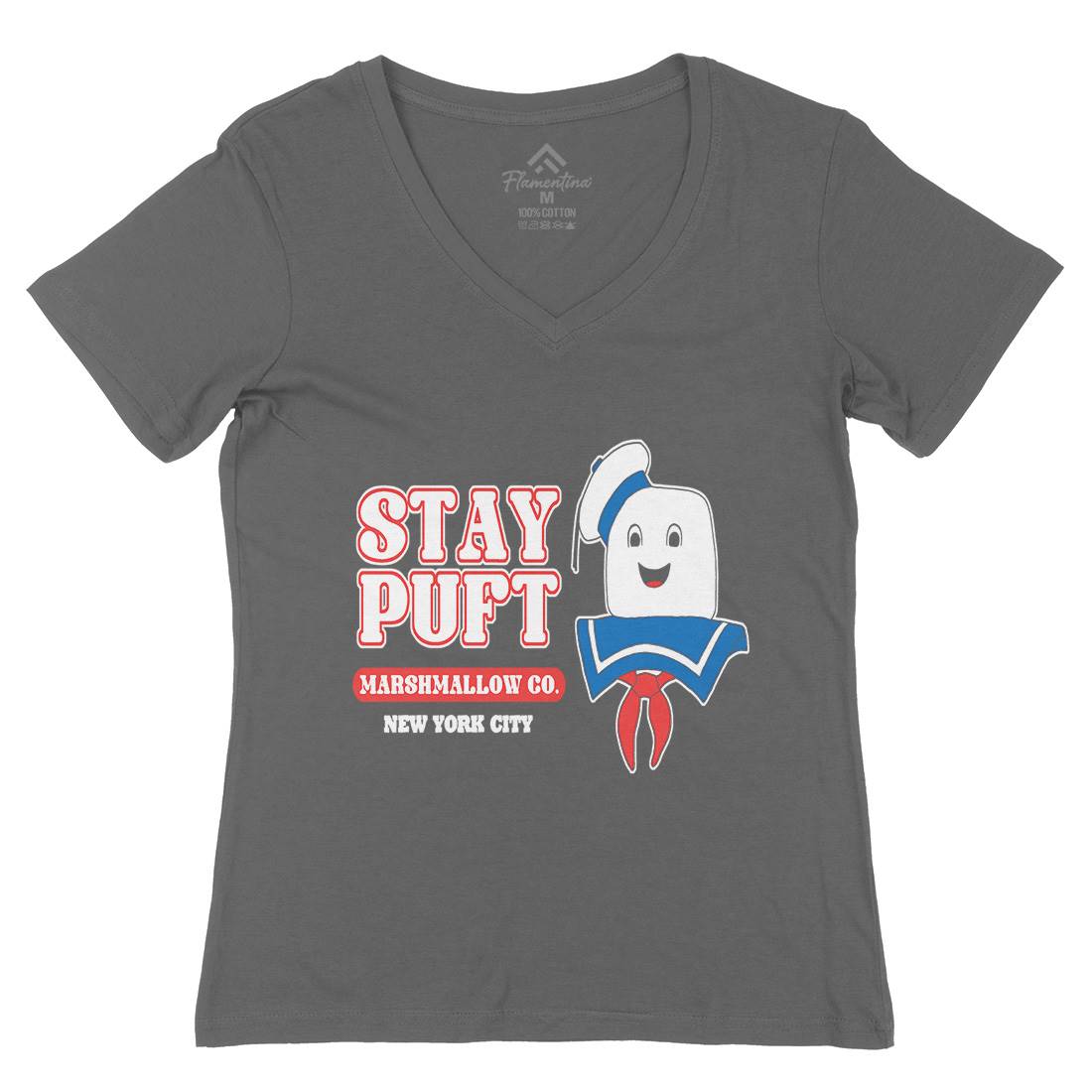 Stay Puft Co Womens Organic V-Neck T-Shirt Space D141