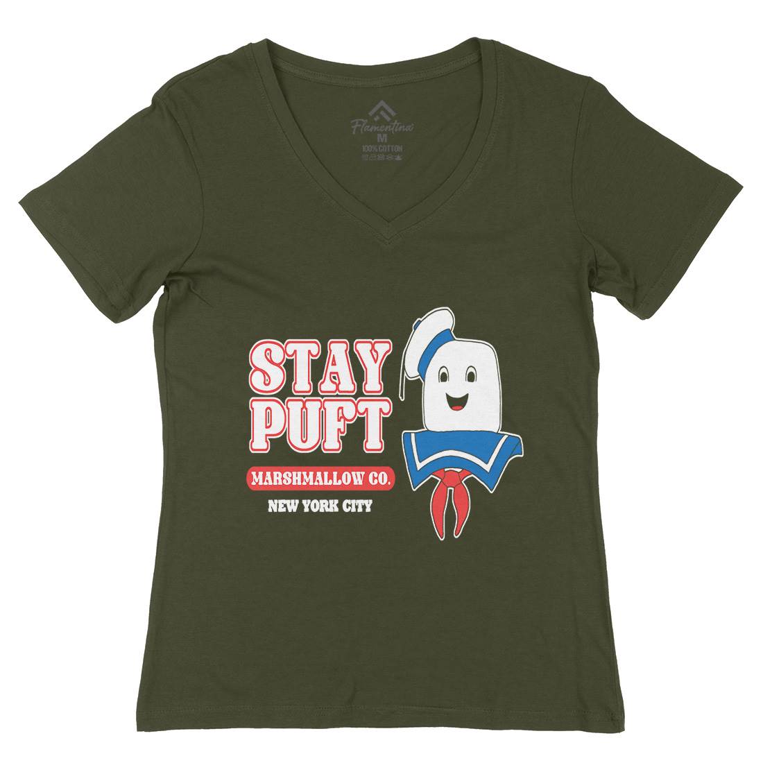 Stay Puft Co Womens Organic V-Neck T-Shirt Space D141