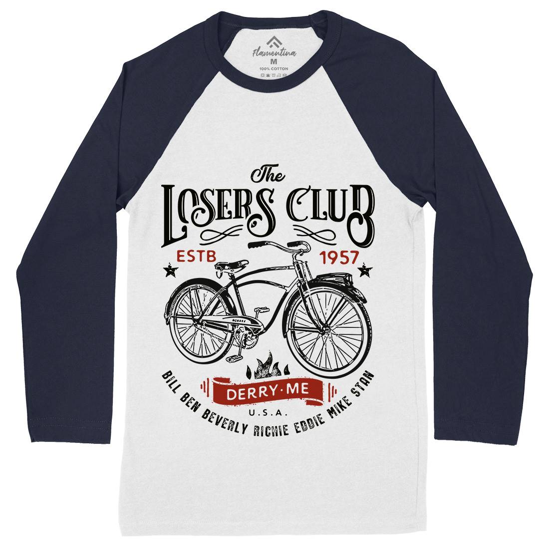 Losers Club Mens Long Sleeve Baseball T-Shirt Horror D143