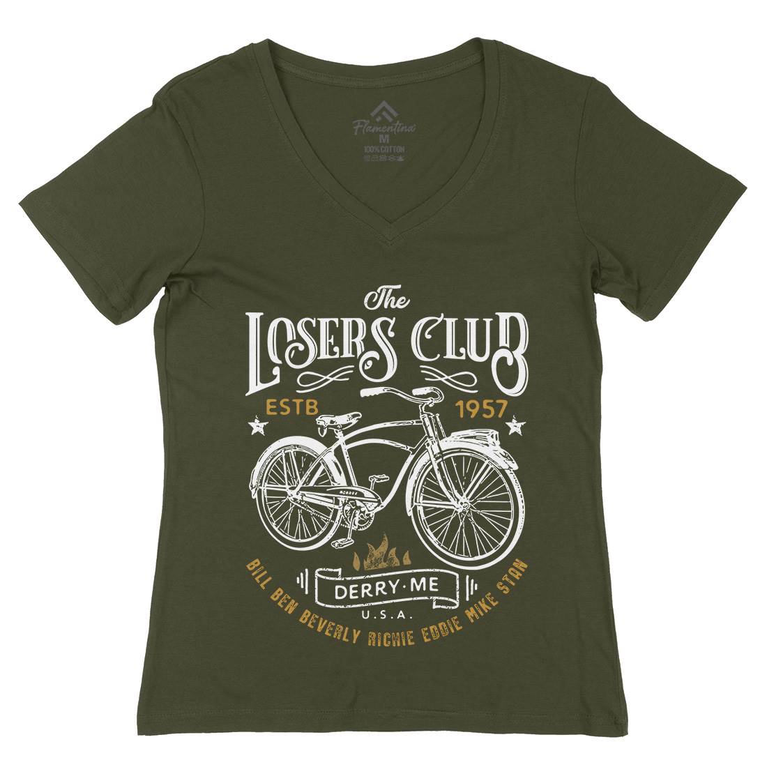 Losers Club Womens Organic V-Neck T-Shirt Horror D143