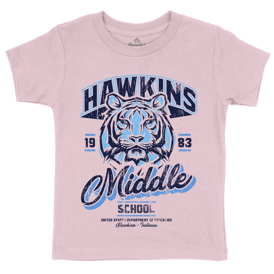 Hawkins School Kids Organic Crew Neck T-Shirt Horror D144