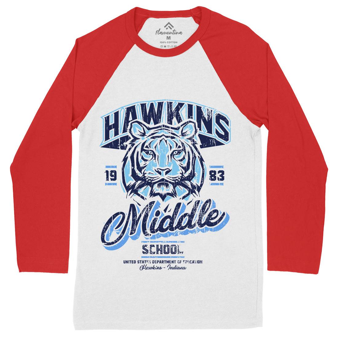 Hawkins School Mens Long Sleeve Baseball T-Shirt Horror D144