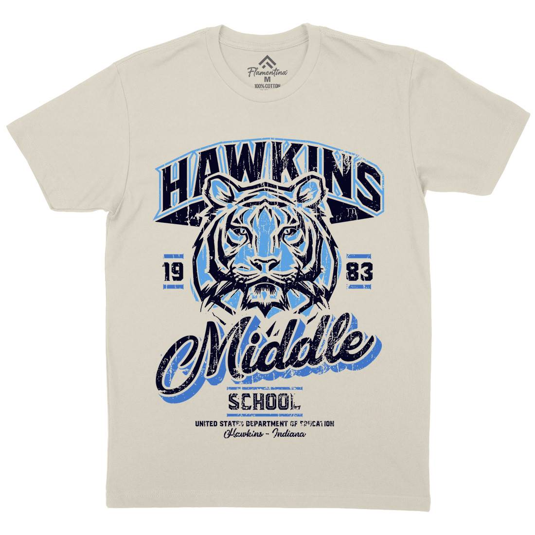 Hawkins School Mens Organic Crew Neck T-Shirt Horror D144