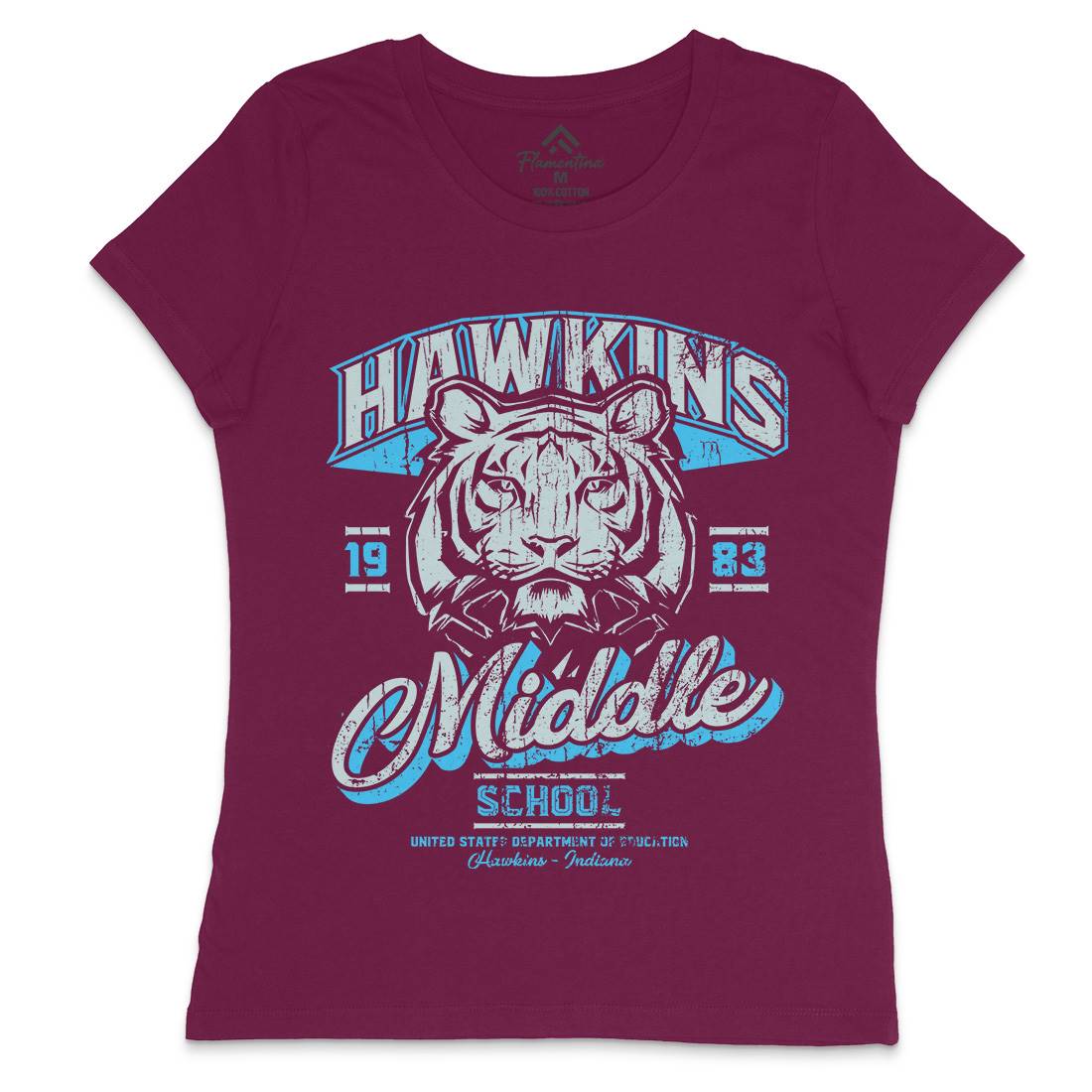 Hawkins School Womens Crew Neck T-Shirt Horror D144