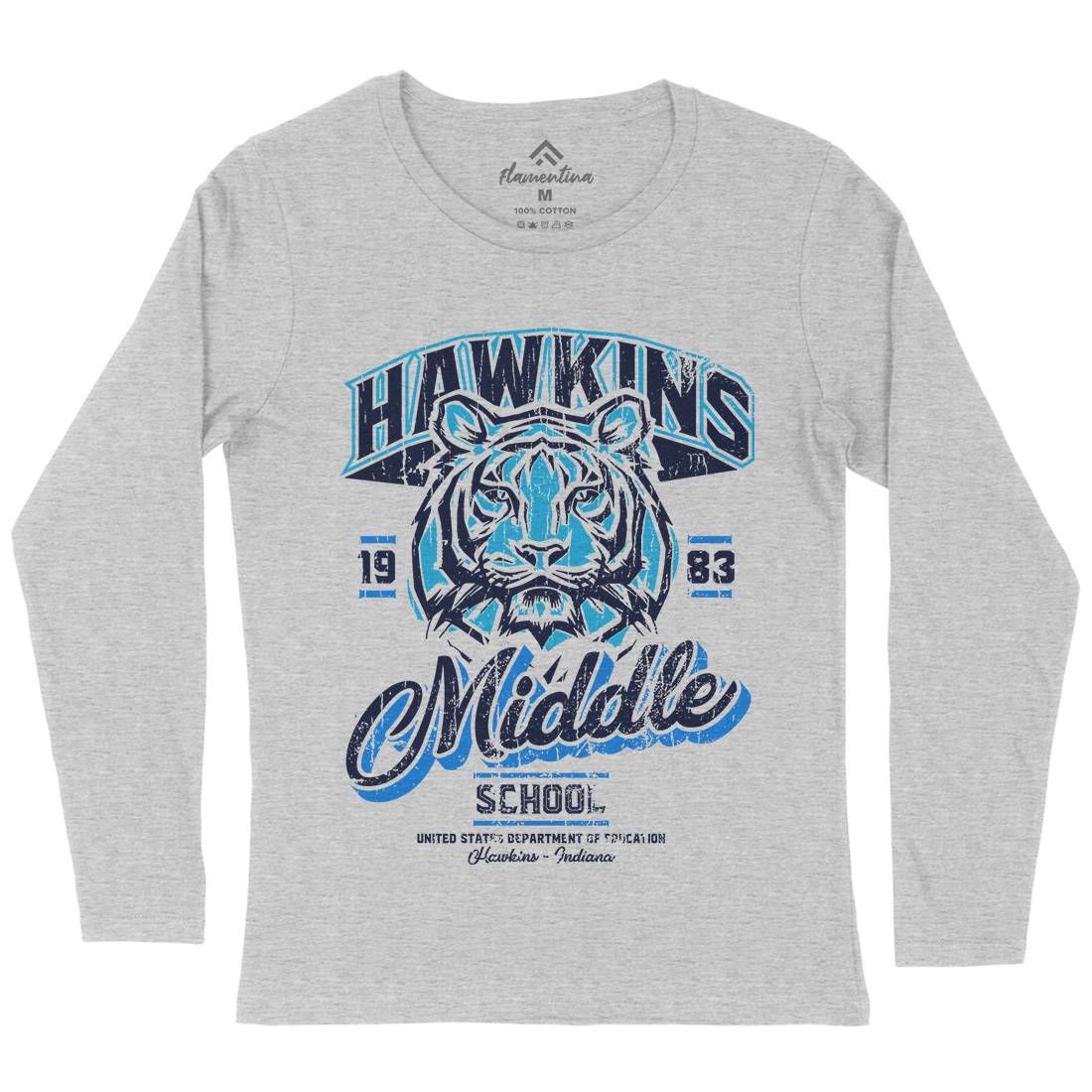 Hawkins School Womens Long Sleeve T-Shirt Horror D144