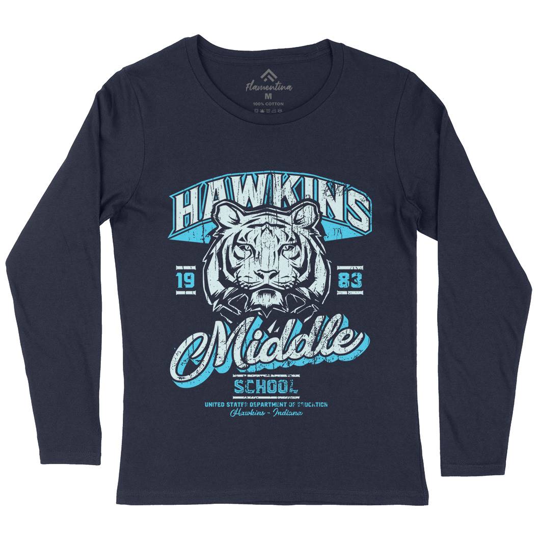Hawkins School Womens Long Sleeve T-Shirt Horror D144