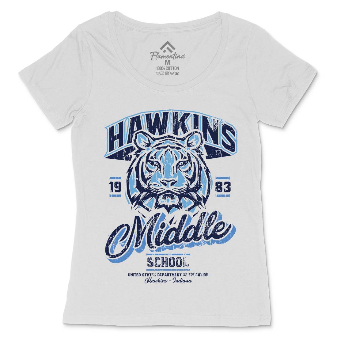 Hawkins School Womens Scoop Neck T-Shirt Horror D144