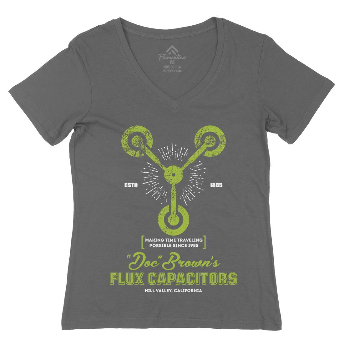 Flux Capacitor Womens Organic V-Neck T-Shirt Space D145