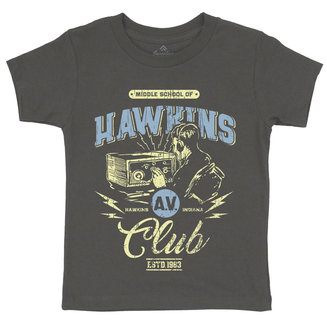 Hawkins Av Club Kids Organic Crew Neck T-Shirt Horror D147