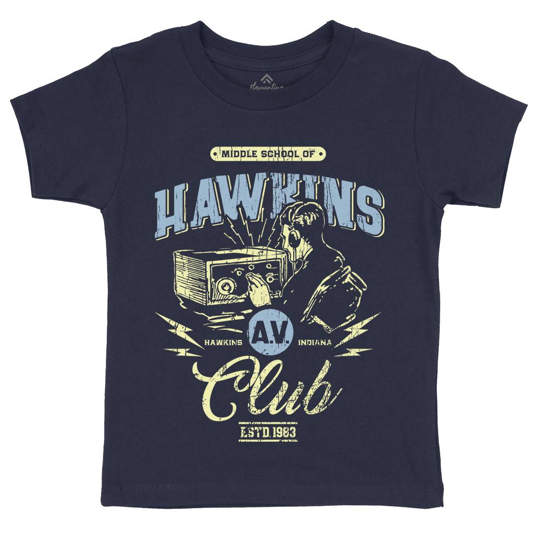 Hawkins Av Club Kids Crew Neck T-Shirt Horror D147
