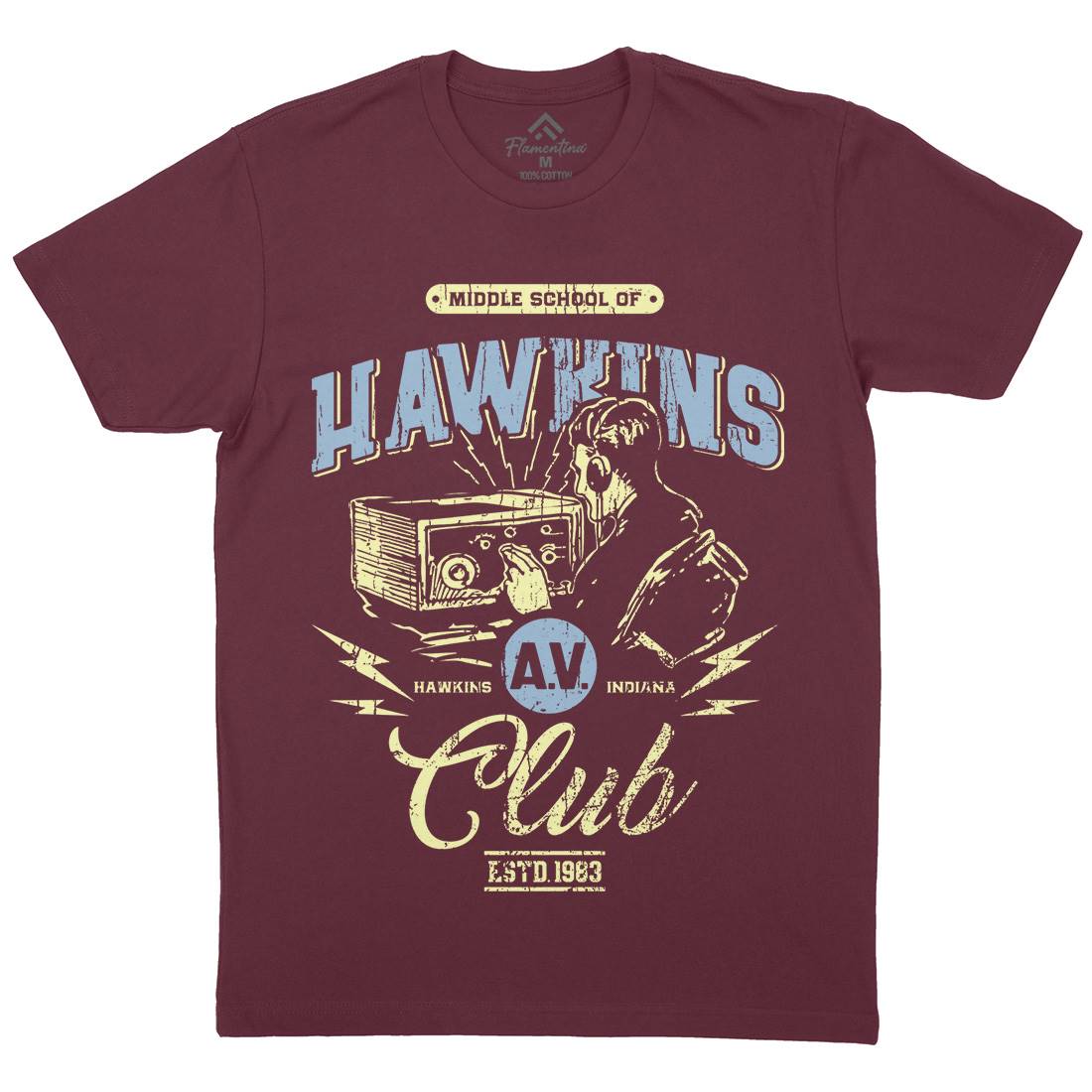 Hawkins Av Club Mens Organic Crew Neck T-Shirt Horror D147