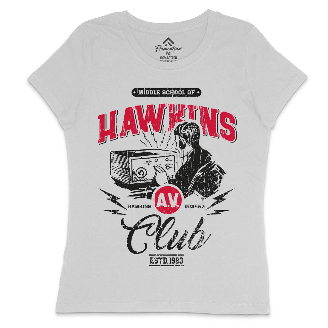 Hawkins Av Club Womens Crew Neck T-Shirt Horror D147