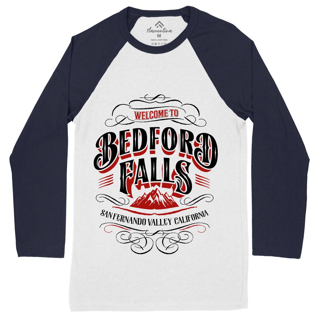 Bedford Falls Mens Long Sleeve Baseball T-Shirt Christmas D148