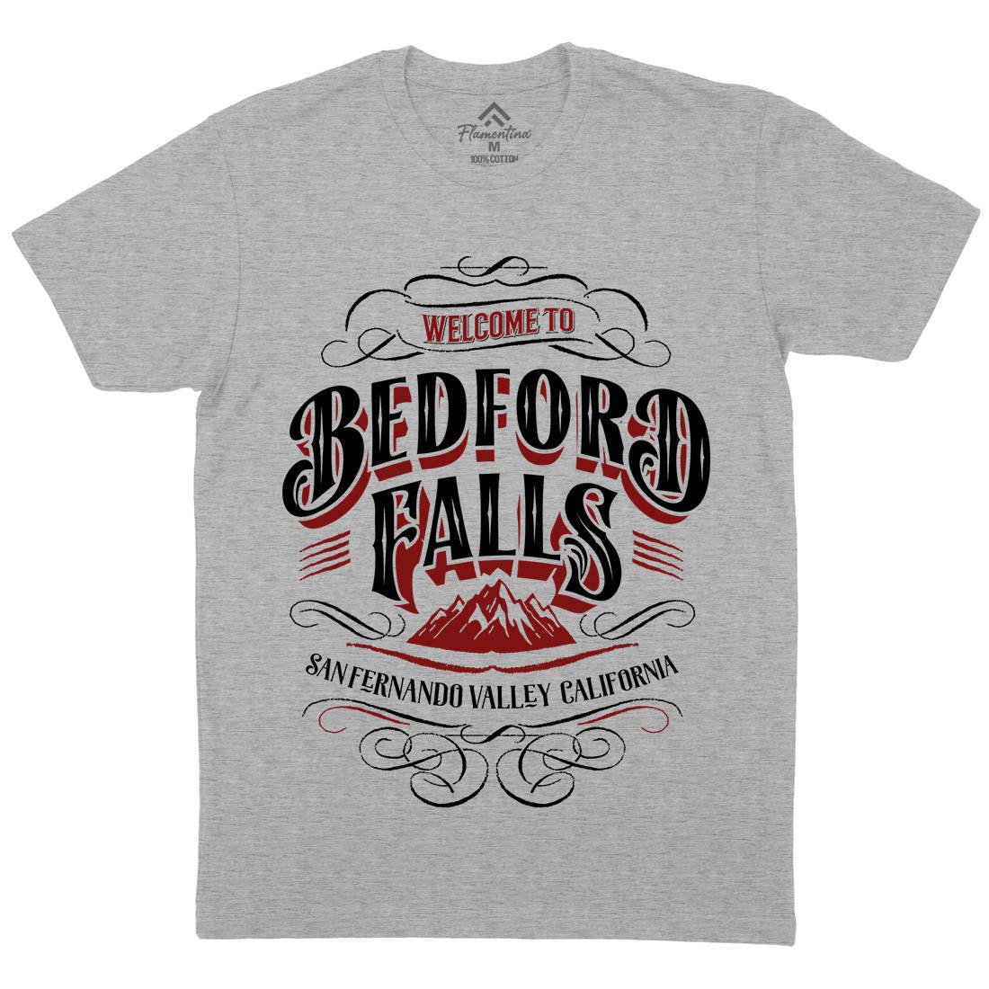 Bedford Falls Mens Organic Crew Neck T-Shirt Christmas D148