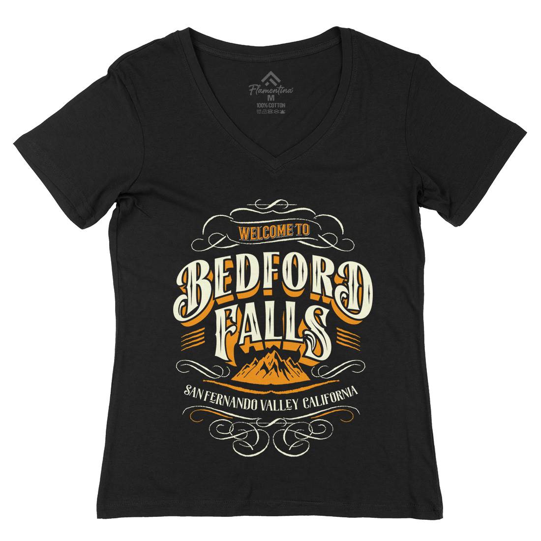 Bedford Falls Womens Organic V-Neck T-Shirt Christmas D148