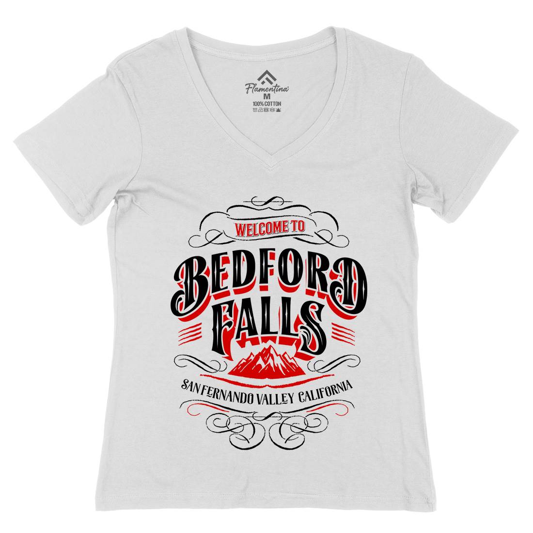 Bedford Falls Womens Organic V-Neck T-Shirt Christmas D148