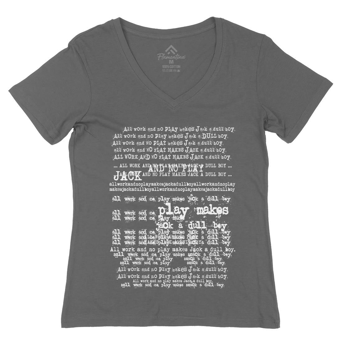 All Work And No Play Womens Organic V-Neck T-Shirt Horror D150