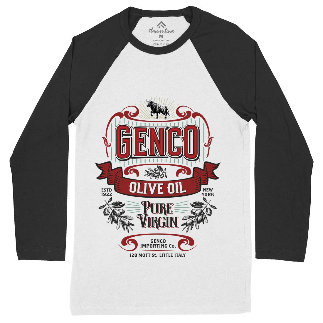 Genco Pura Mens Long Sleeve Baseball T-Shirt Food D151