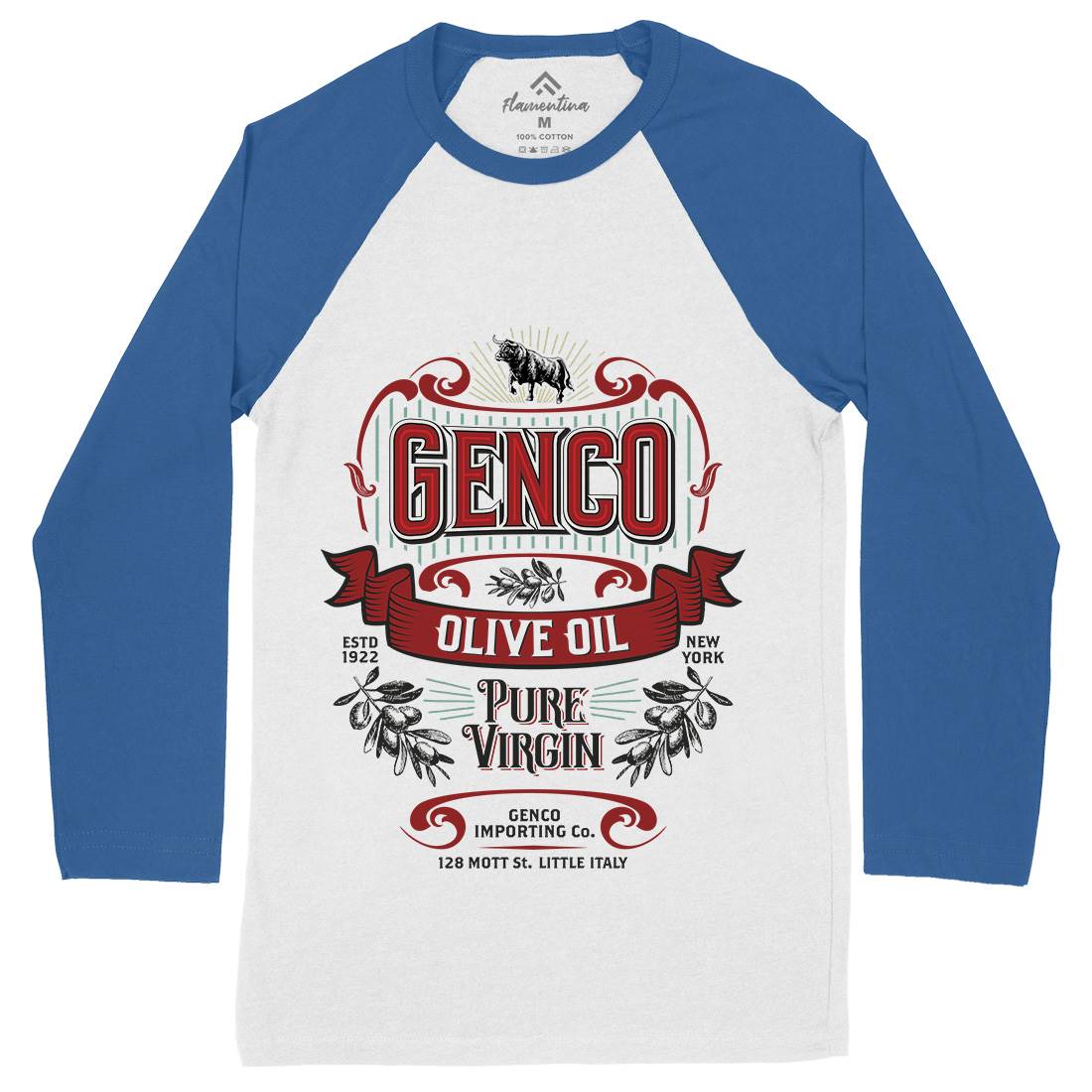Genco Pura Mens Long Sleeve Baseball T-Shirt Food D151