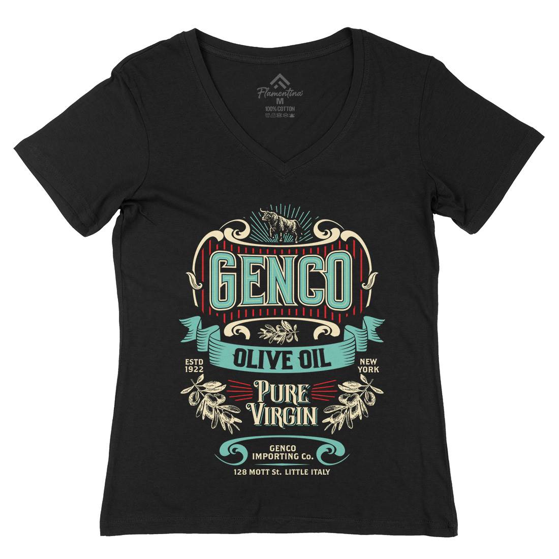 Genco Pura Womens Organic V-Neck T-Shirt Food D151
