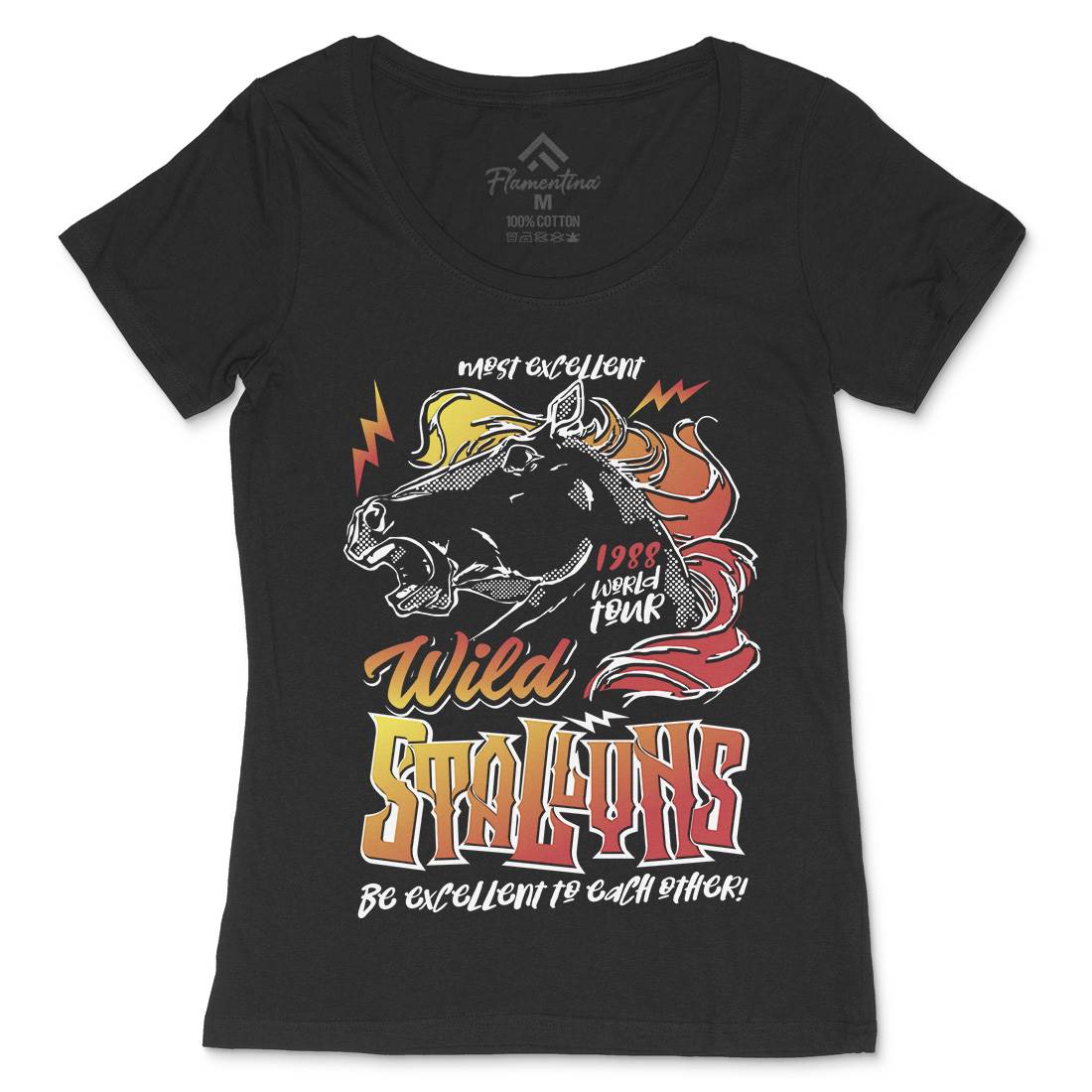 Wyld Stallyns Womens Scoop Neck T-Shirt Music D156