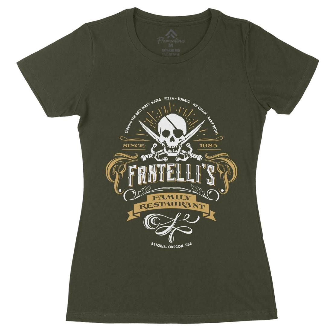 Fratellis Restaurant Womens Organic Crew Neck T-Shirt Horror D157