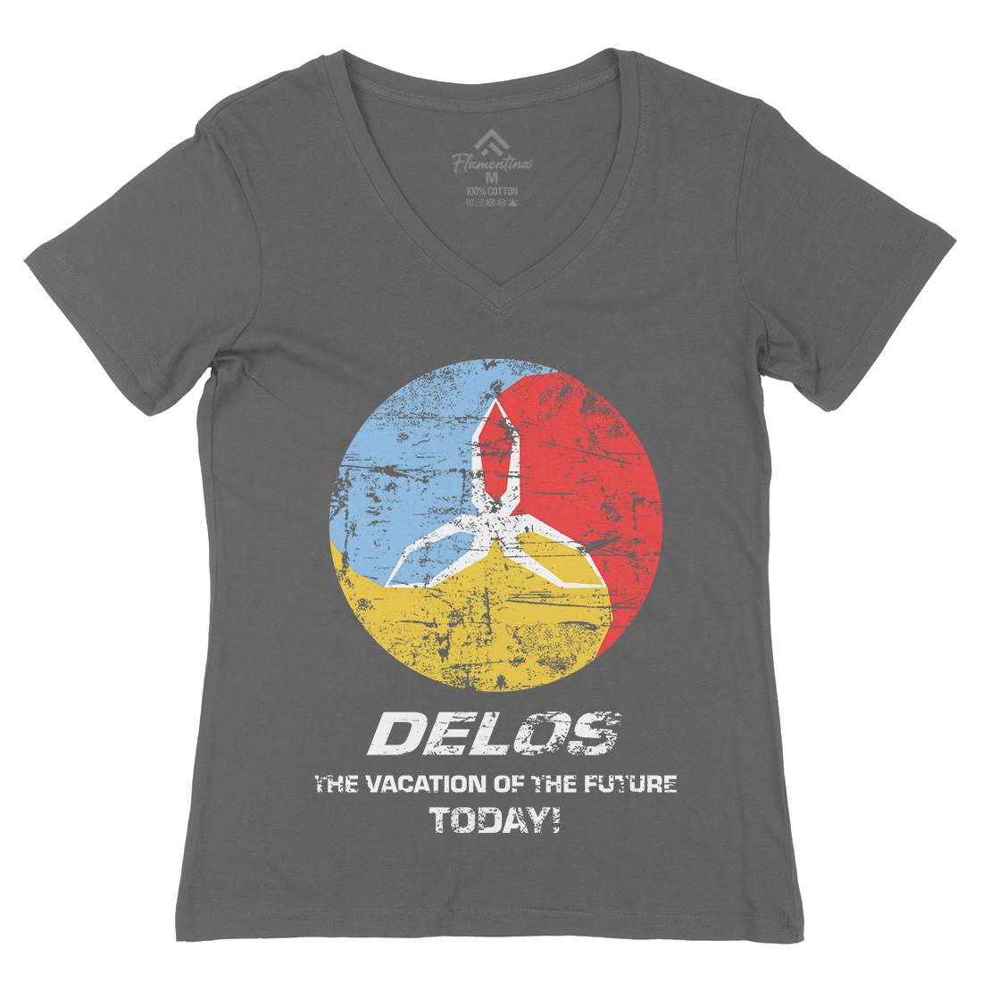 Delos Womens Organic V-Neck T-Shirt Space D158