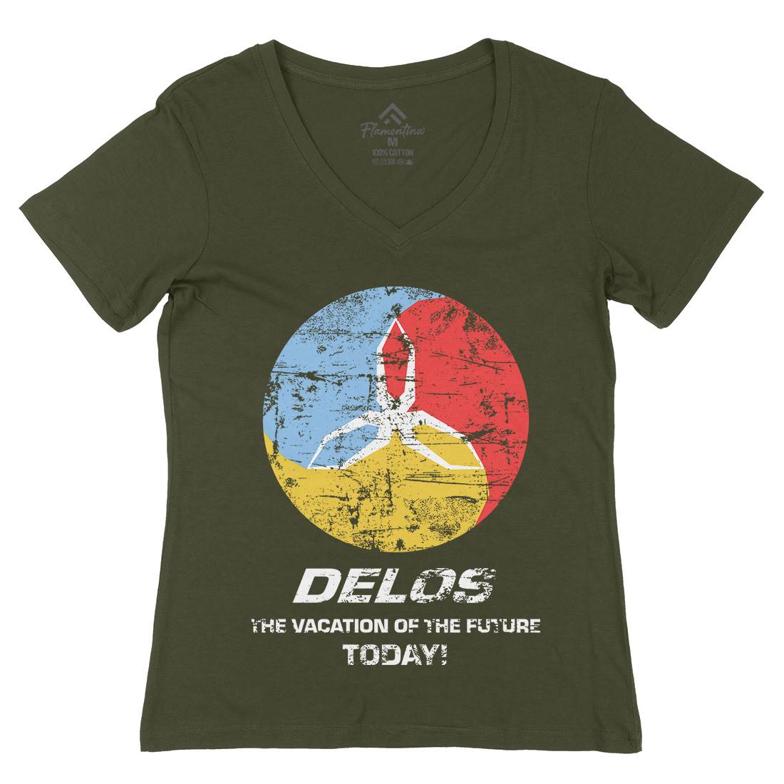 Delos Womens Organic V-Neck T-Shirt Space D158