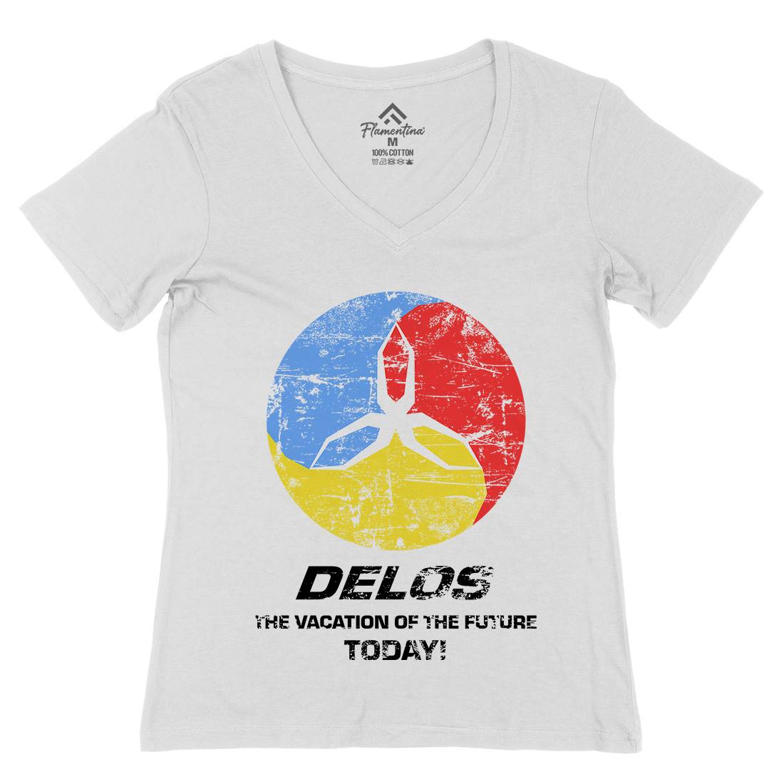 Delos Womens Organic V-Neck T-Shirt Space D158