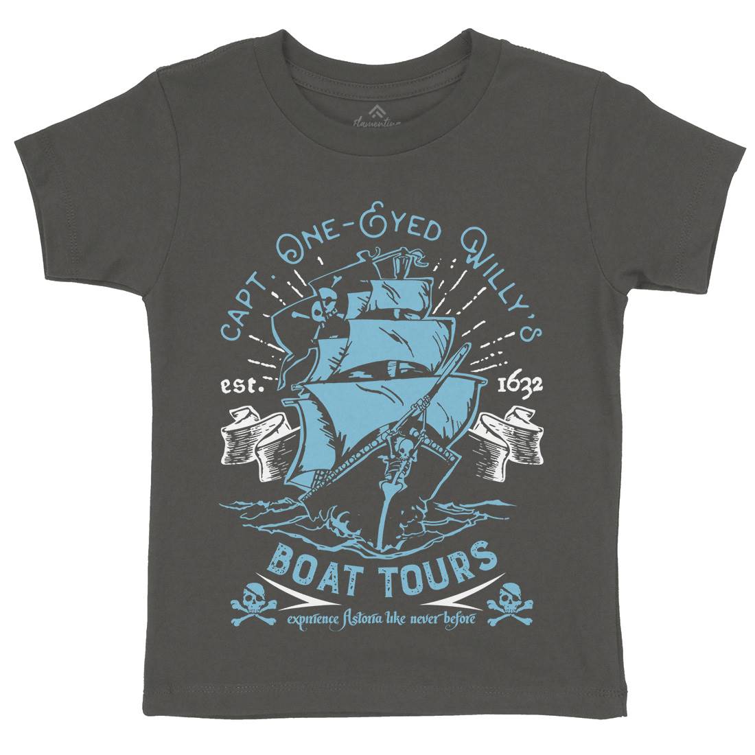 One-Eyed Willys Boat Tours Kids Organic Crew Neck T-Shirt Horror D160
