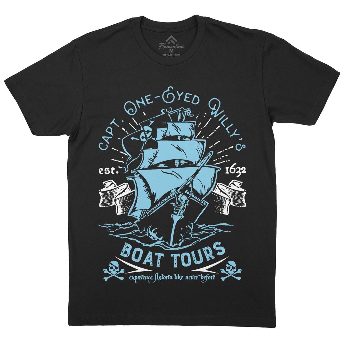 One-Eyed Willys Boat Tours Mens Crew Neck T-Shirt Horror D160