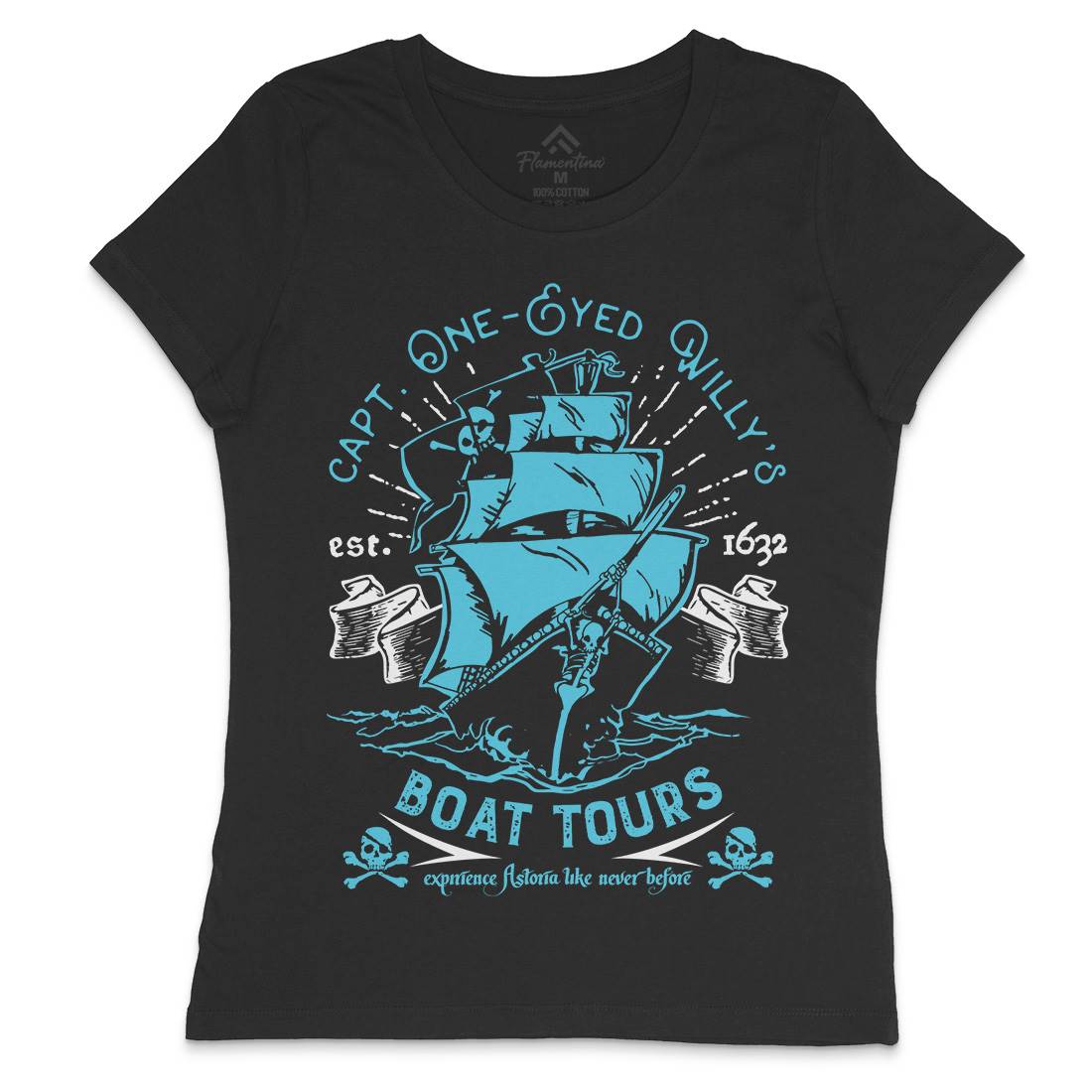 One-Eyed Willys Boat Tours Womens Crew Neck T-Shirt Horror D160