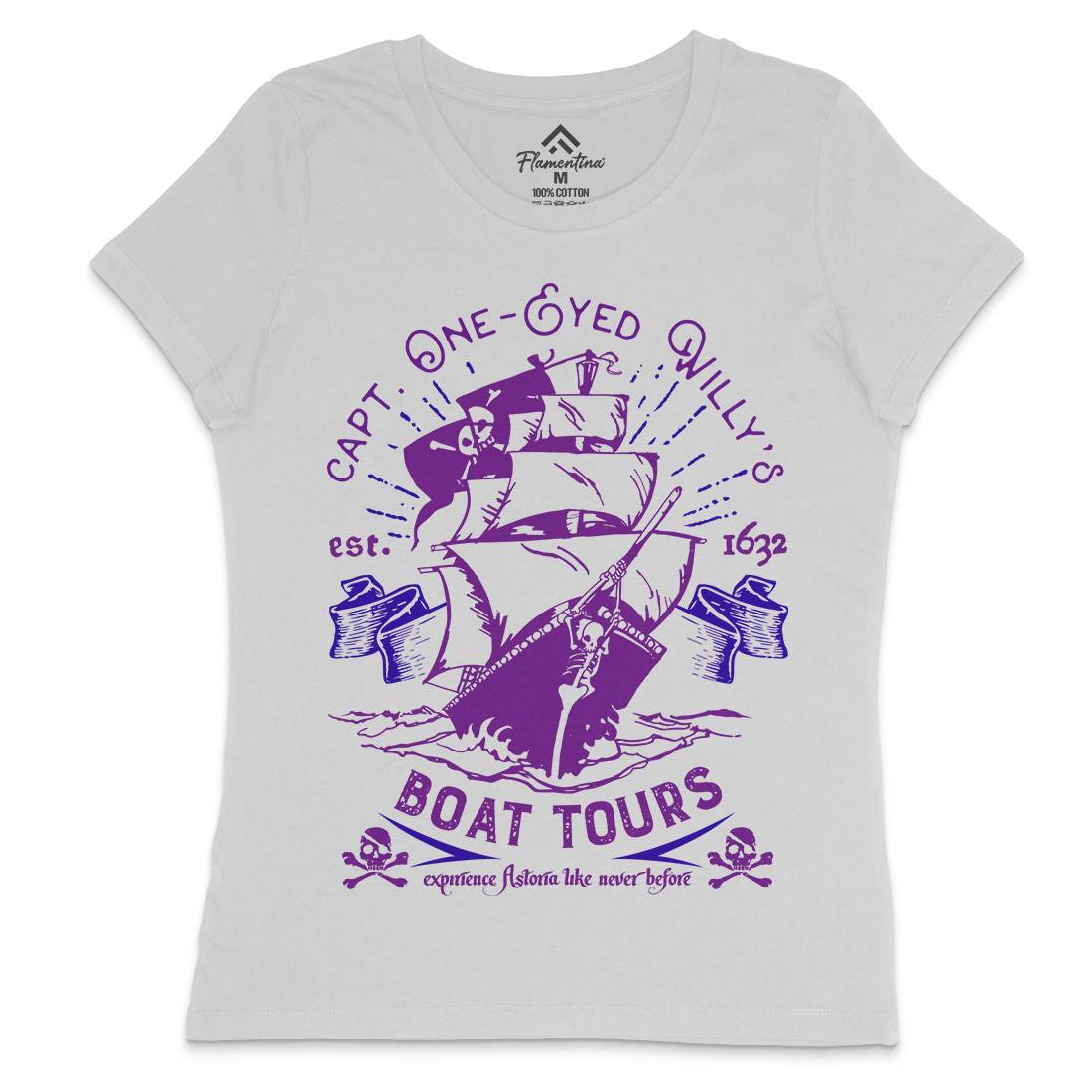One-Eyed Willys Boat Tours Womens Crew Neck T-Shirt Horror D160