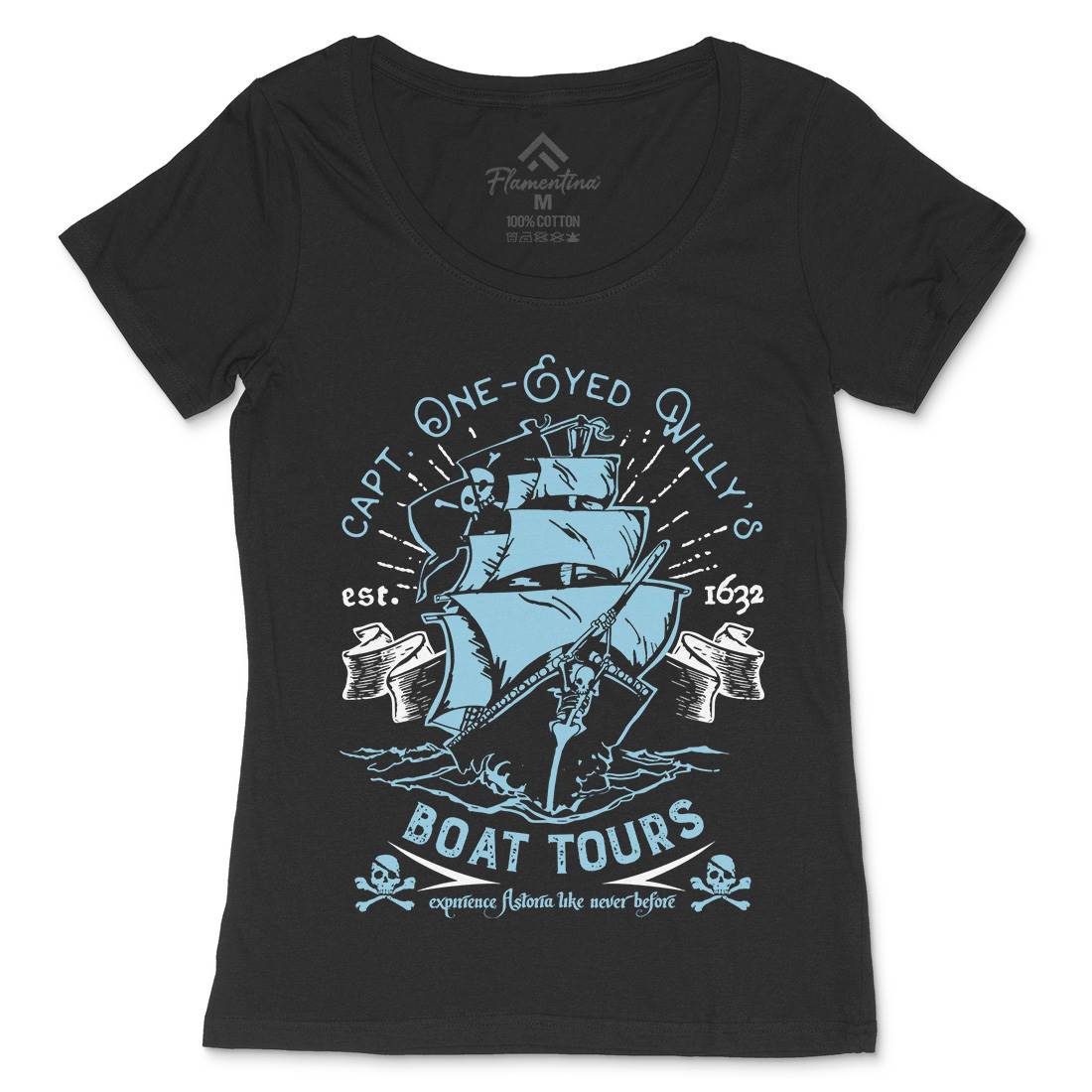 One-Eyed Willys Boat Tours Womens Scoop Neck T-Shirt Horror D160