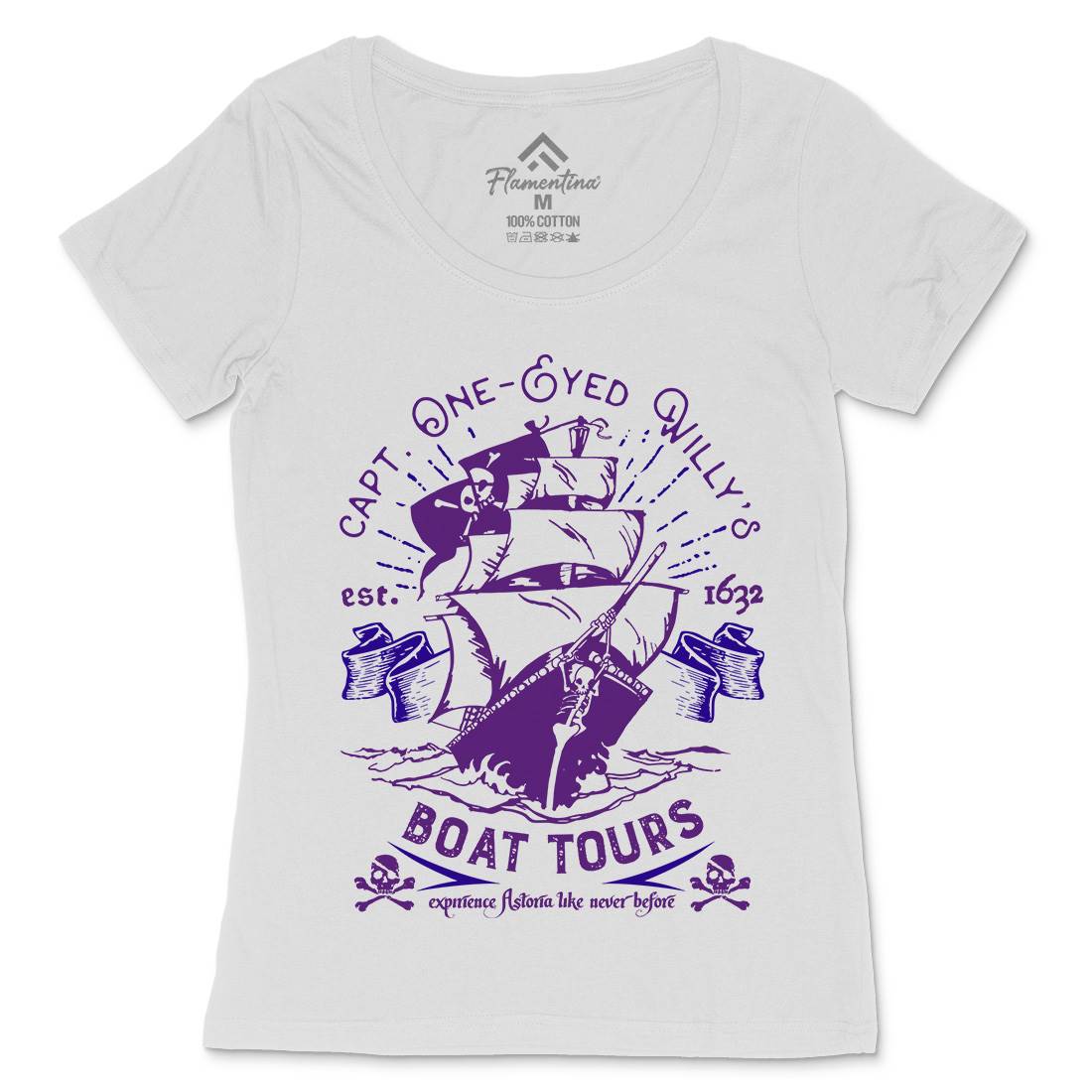 One-Eyed Willys Boat Tours Womens Scoop Neck T-Shirt Horror D160