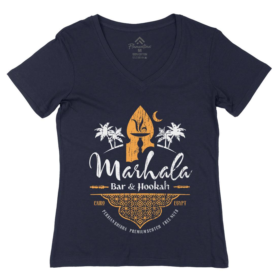 Marhala Bar Womens Organic V-Neck T-Shirt Drinks D161