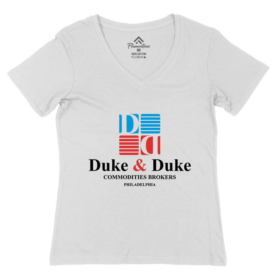 Duke And Duke Womens Organic V-Neck T-Shirt Retro D163