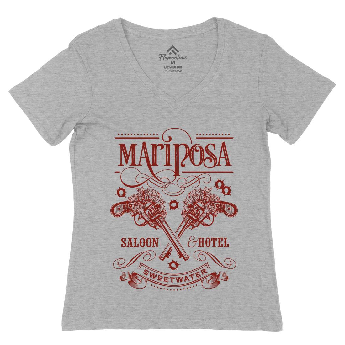 Mariposa Saloon Womens Organic V-Neck T-Shirt Drinks D164