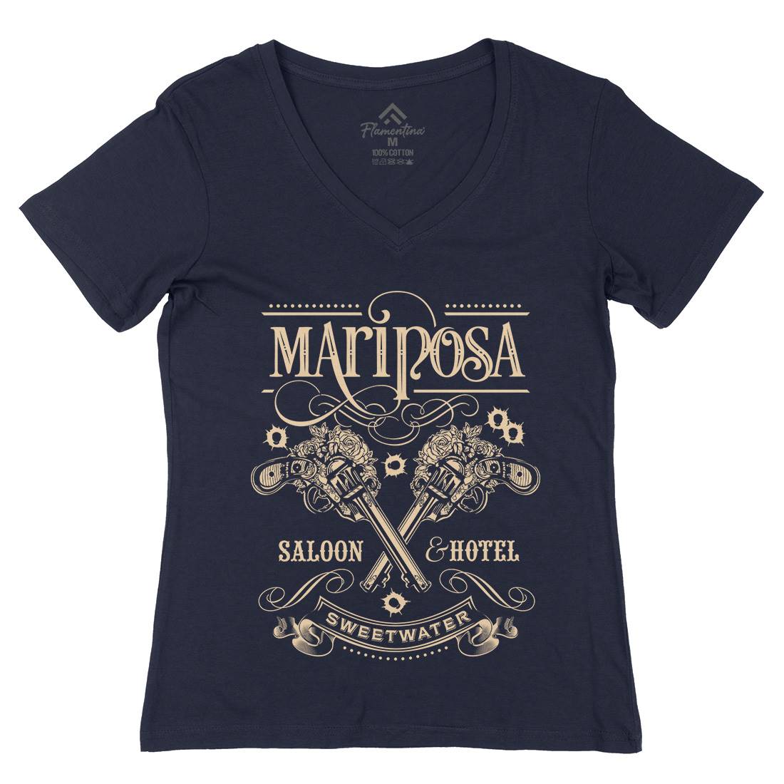 Mariposa Saloon Womens Organic V-Neck T-Shirt Drinks D164